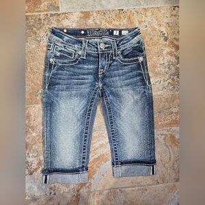 Size 7 Miss Me Kids Denim Shorts - Blue.Cuffed Capris